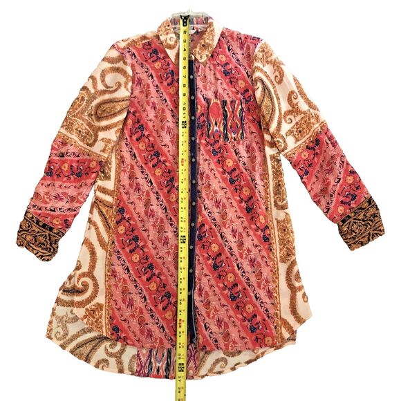 Soft Surrounding Brynn Tunic Blouse Womens Size S Silk Boho Indie Velvet Trim - Picture 9 of 16